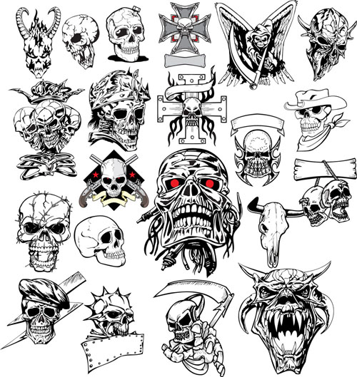 free vector Terror skull head 01 vector